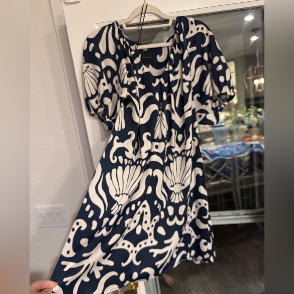 Alex Marie silky feel Navy and cream Patterned Dress